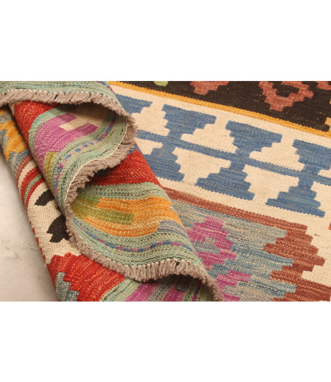 300x198cm Afghanischer orientalischer Wollteppich handgefertigter Kelim-Teppich