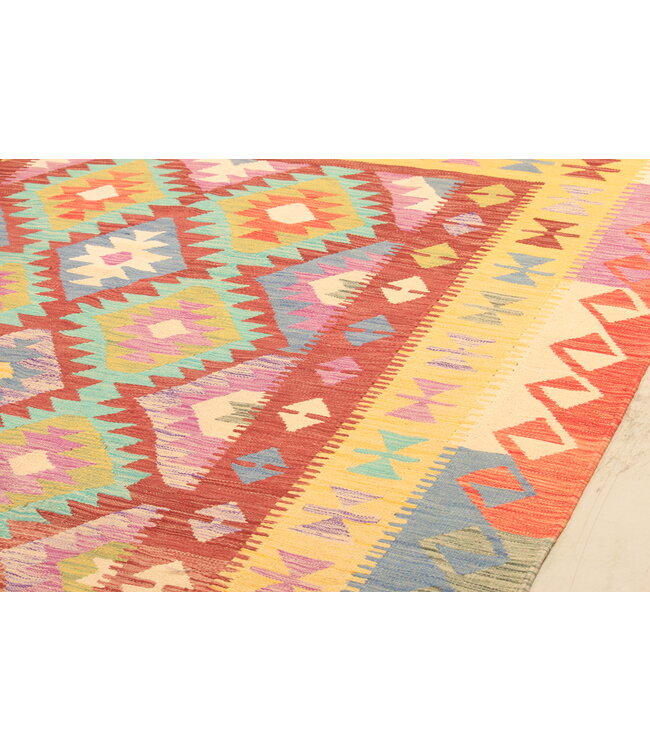 297x197cm Afghanischer orientalischer Wollteppich handgefertigter Kelim-Teppich