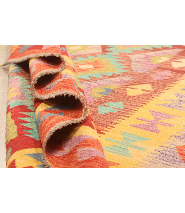 297x197cm Afghanischer orientalischer Wollteppich handgefertigter Kelim-Teppich