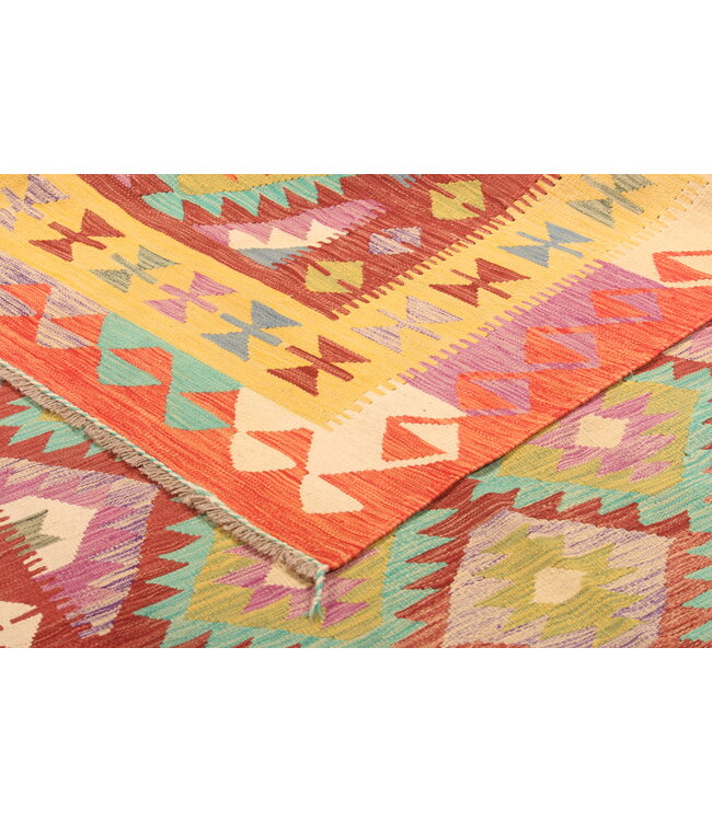 297x197cm Afghanischer orientalischer Wollteppich handgefertigter Kelim-Teppich