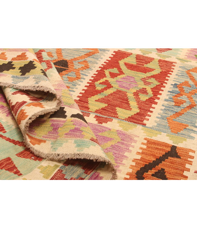 308x204cm Handgewebter Traditioneller Kelim Teppich Woll