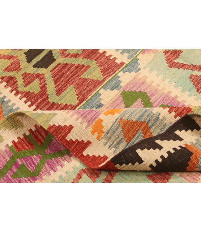 308x204cm Handgewebter Traditioneller Kelim Teppich Woll