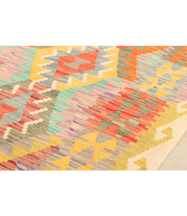 301x201cm Handgeweven Traditionele Kelim Vloerkleed Wol Tapij