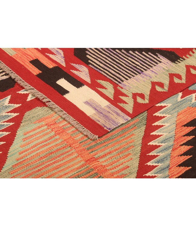 297x194cm Afghanischer orientalischer Wollteppich handgefertigter Kelim-Teppich