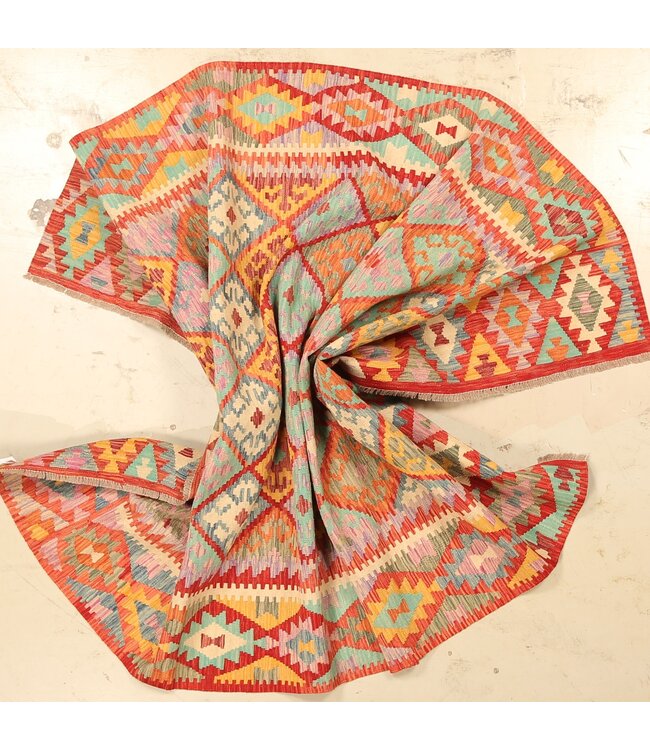 292x203cm  Afghanischer orientalischer Wollteppich handgefertigter Kelim-Teppich