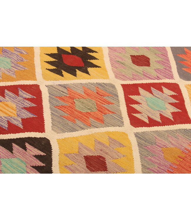 298x203cm Handgewebter Traditioneller Kelim Teppich Woll