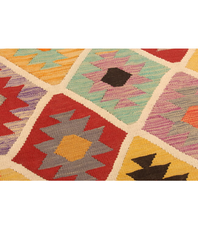 298x203cm Handgewebter Traditioneller Kelim Teppich Woll