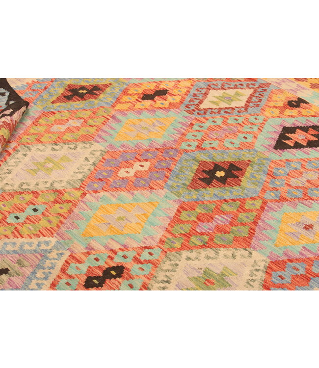 301x207cm Handgeweven Traditionele Kelim Vloerkleed Wol Tapijt