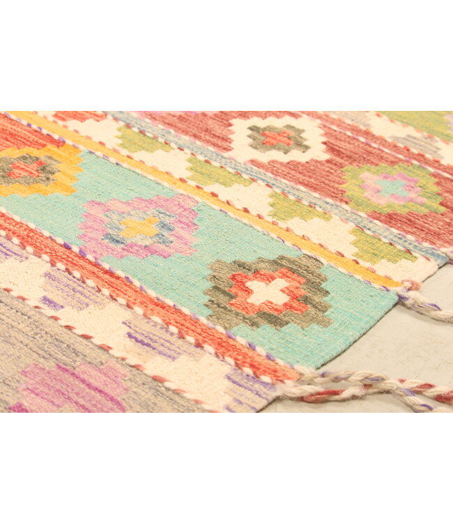 302x200cm Handgewebter Traditioneller Kelim Teppich Woll