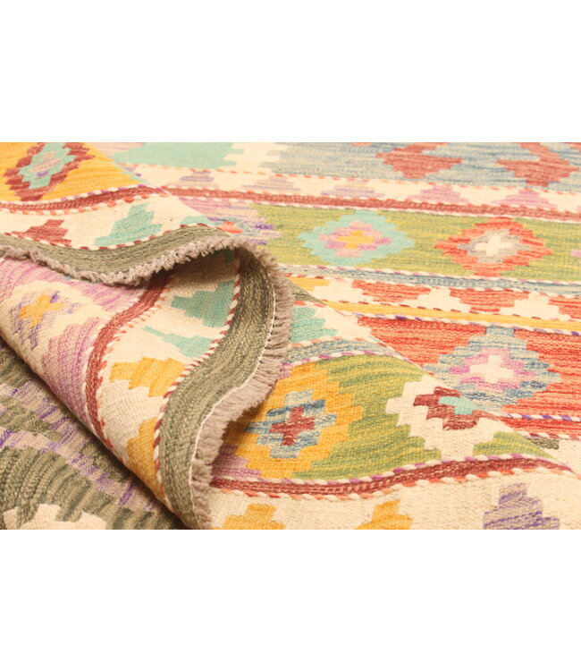 302x200cm Handwoven Traditional Kelim Area Rug Wool Carpet