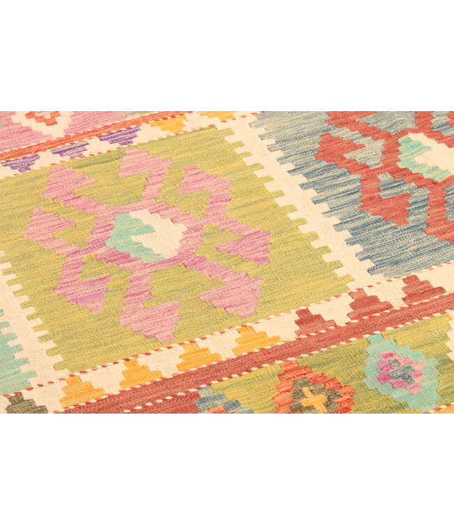 302x200cm Handgewebter Traditioneller Kelim Teppich Woll