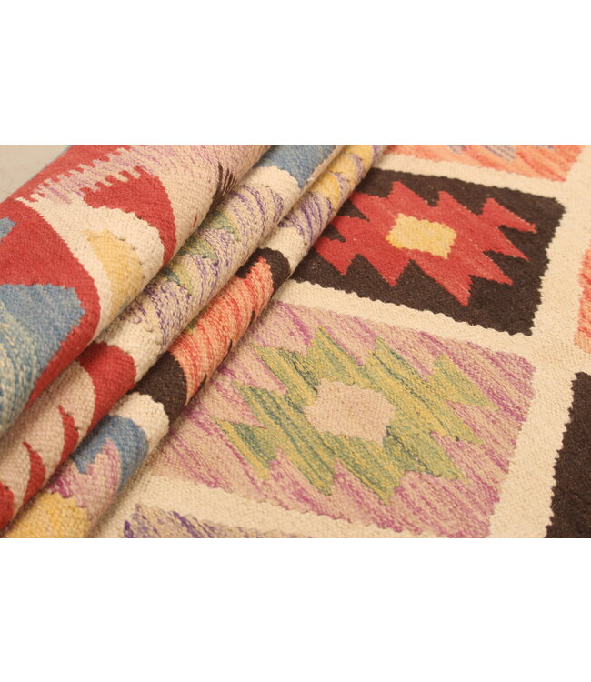 309x200cm Afghanischer orientalischer Wollteppich handgefertigter Kelim-Teppich