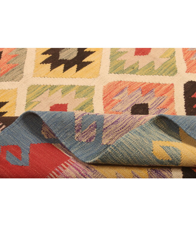 309x200cm Afghanischer orientalischer Wollteppich handgefertigter Kelim-Teppich