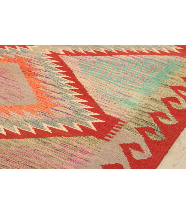 293x190cm Handgeweven Traditionele Kelim Vloerkleed Wol Tapijt