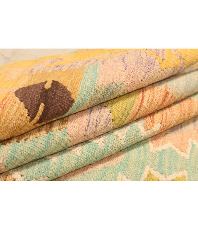 297x203cm Afghanischer orientalischer Wollteppich handgefertigter Kelim-Teppich