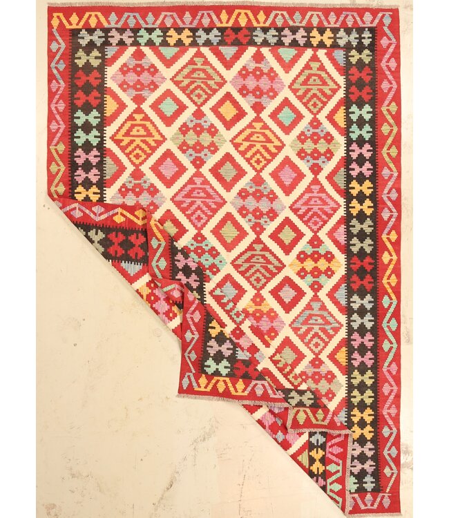 299x204cm Afghanischer orientalischer Wollteppich handgefertigter Kelim-Teppich