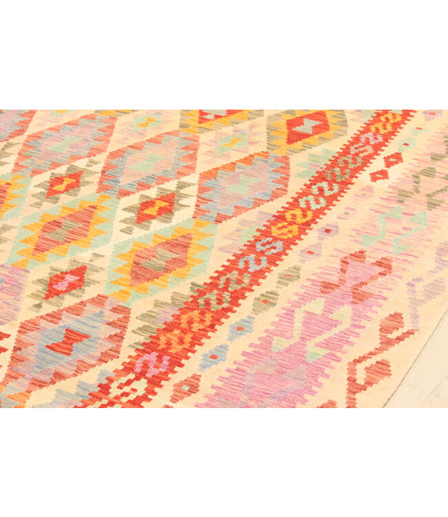 296x212cm Afghanischer orientalischer Wollteppich handgefertigter Kelim-Teppich