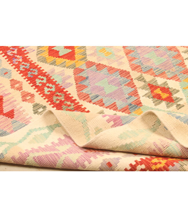 296x212cm Afghanischer orientalischer Wollteppich handgefertigter Kelim-Teppich