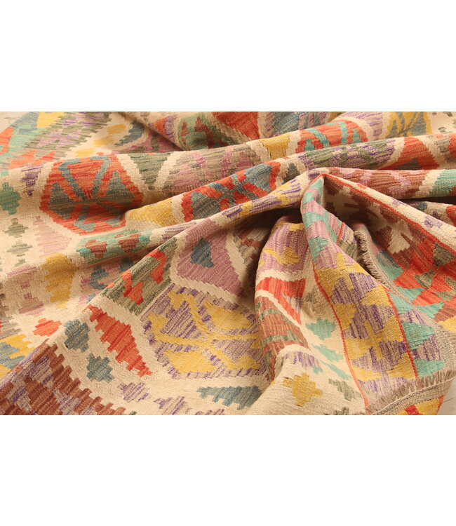 297x202cm Afghanischer orientalischer Wollteppich handgefertigter Kelim-Teppich