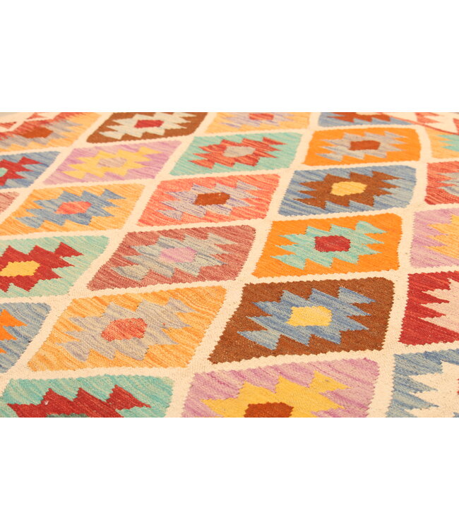 303x202cm  Afghanischer orientalischer Wollteppich handgefertigter Kelim-Teppich