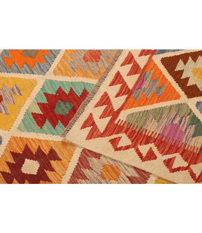 303x202cm  Afghanischer orientalischer Wollteppich handgefertigter Kelim-Teppich