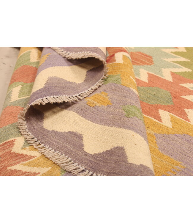 301x197cm Handgeweven Traditionele Kelim Vloerkleed Wol Tapijt