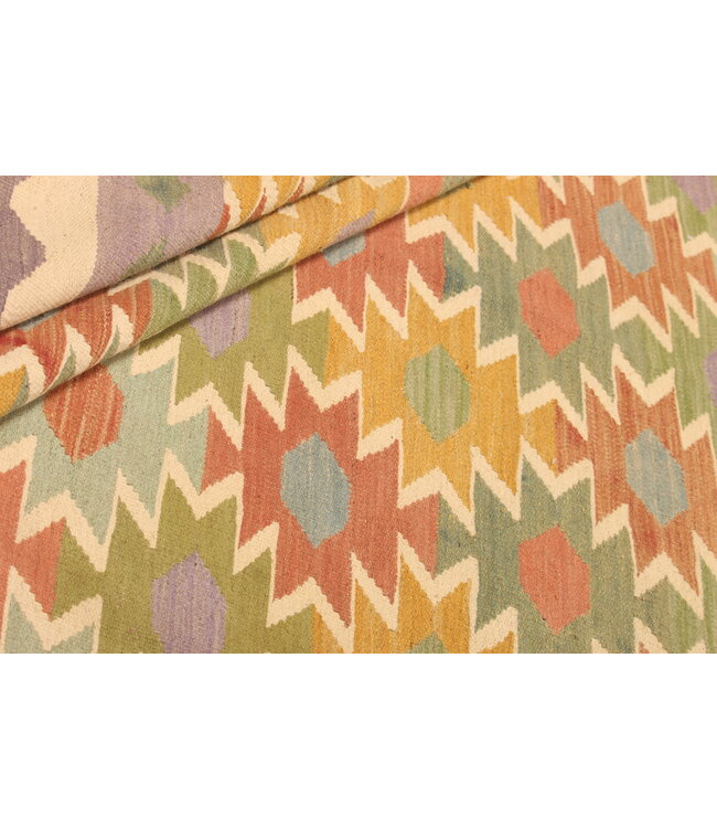 301x197cm Handgewebter Traditioneller Kelim Teppich Woll