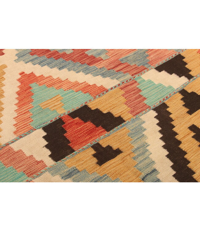 305x204cm Handgeweven Traditionele Kelim Vloerkleed Wol Tapijt