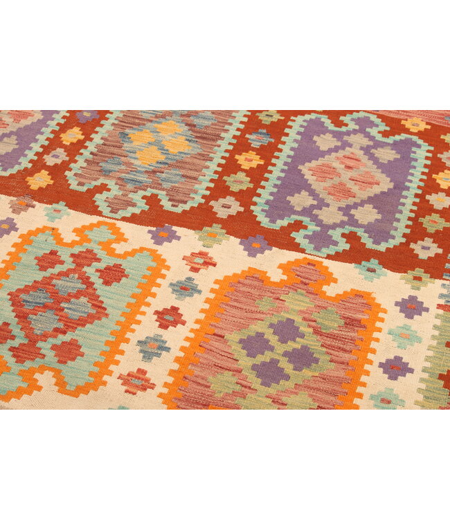 300x201cm Handgeweven Traditionele Kelim Vloerkleed Wol Tapijt