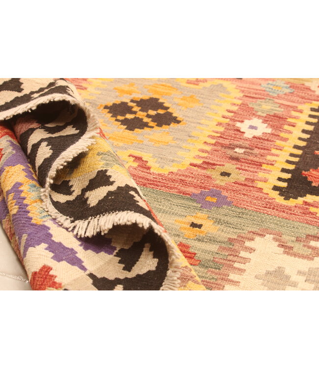 289x202cm Afghanischer orientalischer Wollteppich handgefertigter Kelim-Teppich