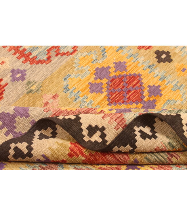 289x202cm Afghanischer orientalischer Wollteppich handgefertigter Kelim-Teppich