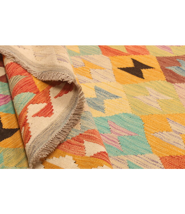 296x200cm Handgewebter Traditioneller Kelim Teppich Woll