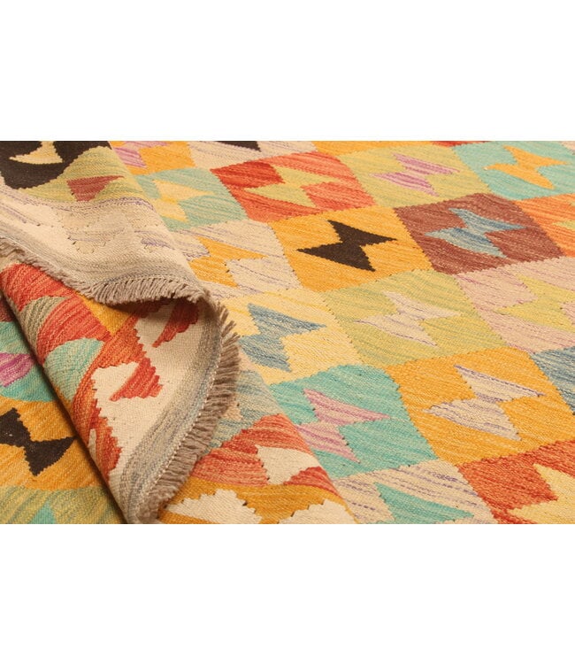 296x200cm Handgeweven Traditionele Kelim Vloerkleed Wol Tapijt