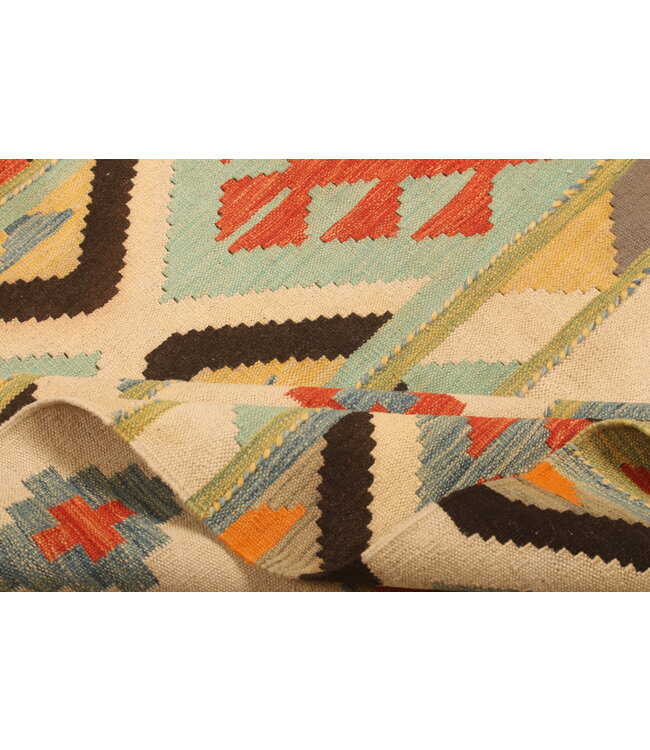 296x197cm Handgewebter Traditioneller Kelim Teppich Woll