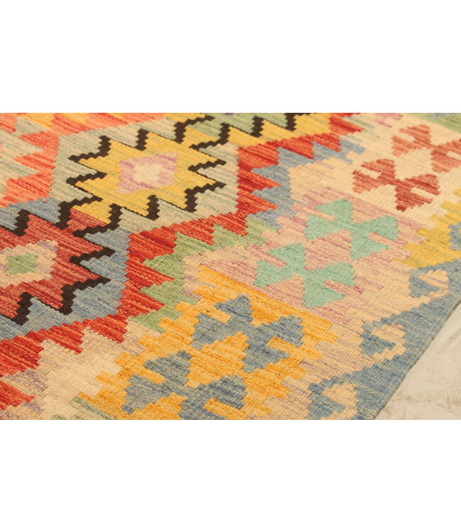 293x208cm Handgeweven Traditionele Kelim Vloerkleed Wol Tapijt