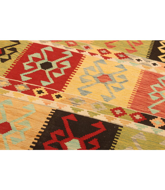 289x206cm Handgewebter Traditioneller Kelim Teppich Woll