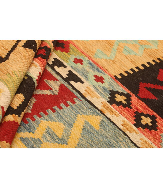 289x206cm Handgewebter Traditioneller Kelim Teppich Woll