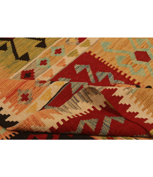 289x206cm Handgeweven Traditionele Kelim Vloerkleed Wol Tapijt