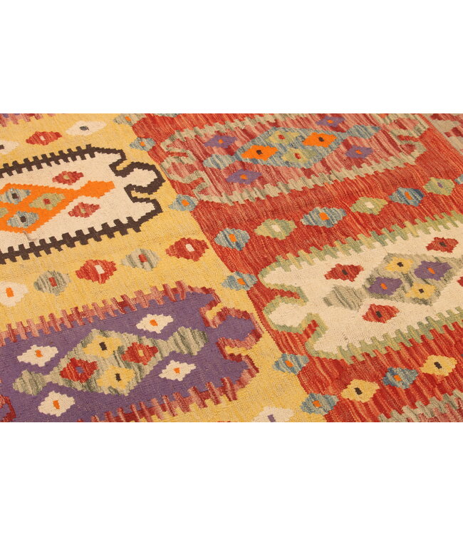 295x200cm Handgewebter Traditioneller Kelim Teppich Woll