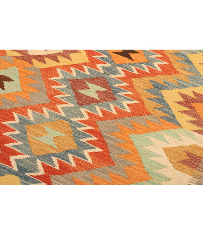 299x196cm Handgeweven Traditionele Kelim Vloerkleed Wol Tapijt