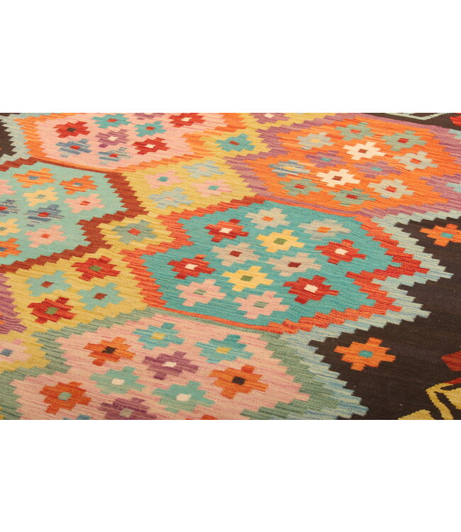 298x200cm Afghanischer orientalischer Wollteppich handgefertigter Kelim-Teppich