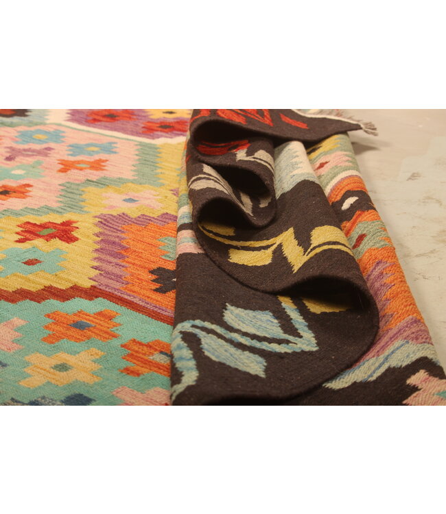 298x200cm Afghanischer orientalischer Wollteppich handgefertigter Kelim-Teppich