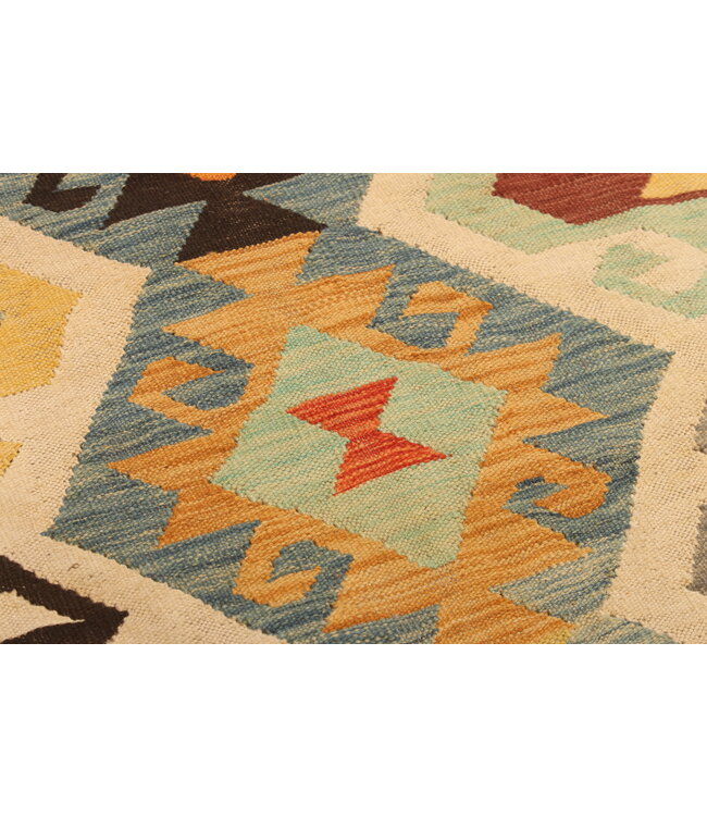 293x195cm Handgeweven Traditionele Kelim Vloerkleed Wol Tapijt