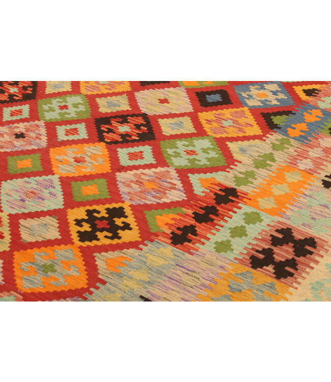 294x200cm Handgeweven Traditionele Kelim Vloerkleed Wol Tapijt