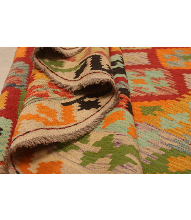 294x200cm Handgewebter Traditioneller Kelim Teppich Woll