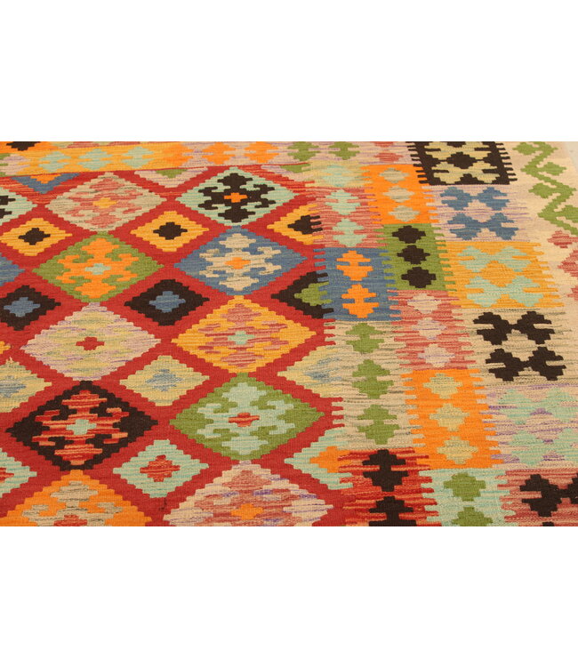 294x200cm Handwoven Traditional Kelim Area Rug Wool Carpet