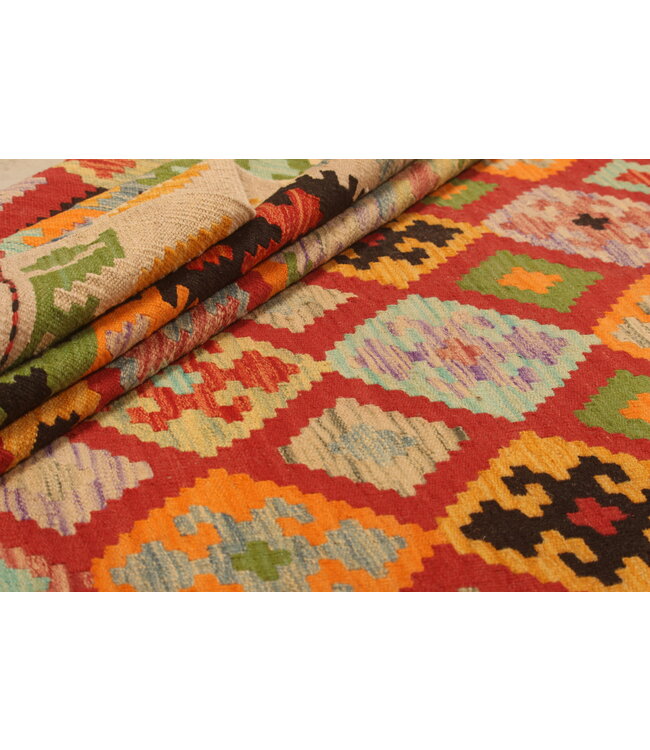 294x200cm Handgewebter Traditioneller Kelim Teppich Woll