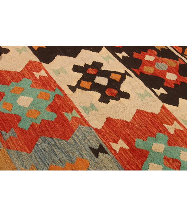 298x198cm Handgeweven Traditionele Kelim Vloerkleed Wol Tapijt