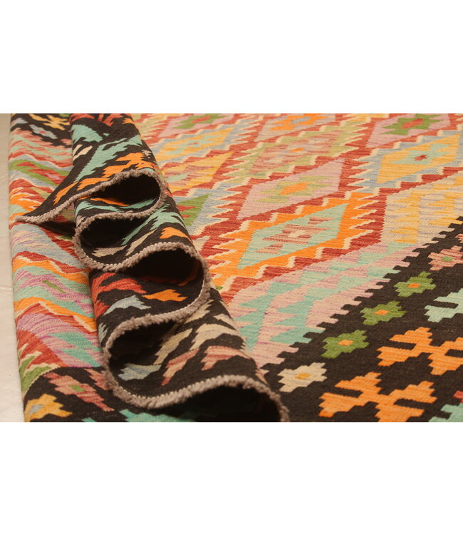 298x204cm Afghanischer orientalischer Wollteppich handgefertigter Kelim-Teppich