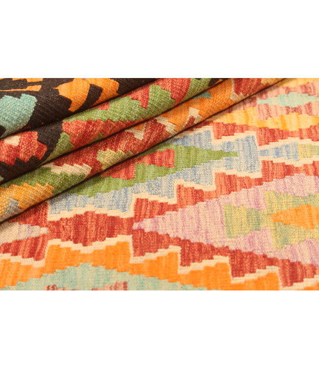 298x204cm Afghanischer orientalischer Wollteppich handgefertigter Kelim-Teppich